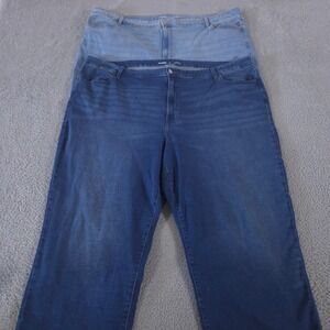LOT OF 2 Old Navy Jeans Womens 28 Blue Wow Loose Cotton Blend High Rise Wide Leg